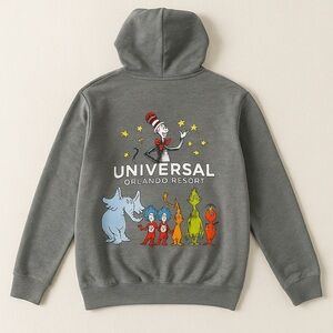 Universal Studios Orlando Resort Dr. Seuss Zip Hoodie Gray Size XL